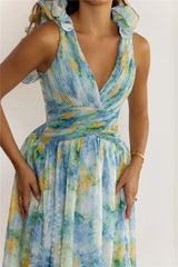 She’s The Edit Frill Lace Up Maxi Dress Multi