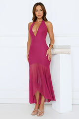 Twilight Luxe Escape Halter Maxi Dress Plum