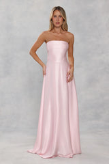 The Serina Strapless Satin Maxi Dress Light Pink