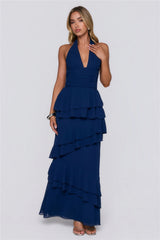 Power Glow Halter Maxi Dress Navy