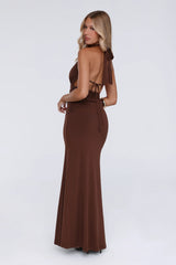 No Limits Halter Maxi Dress Brown