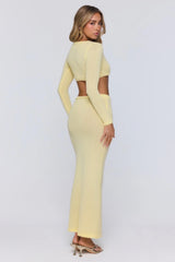 Sun Rose Knit Maxi Skirt Yellow