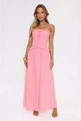 Hour Whispers Strapless Maxi Dress Pink