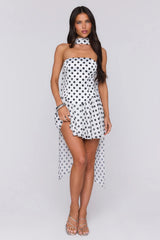 Twirl In Dots Polka Dot Mini Dress White