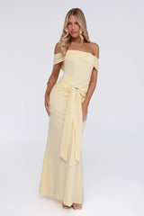 Contemporary Vibe Off Shoulder Maxi Dress Yellow
