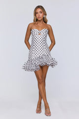 Trends In Focus Strapless Polka Dot Mini Dress White