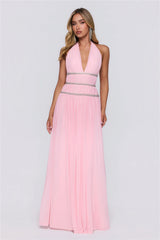 Summer Sparkle Halter Maxi Dress Pink
