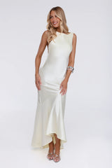 She's Bespoke Satin Maxi Dress Yellow