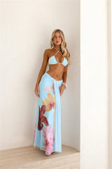 Sunlit Oasis Mesh Maxi Skirt Blue