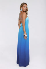 Azure Luxe Halter Maxi Dress Blue