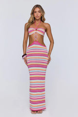 Tropicana Glow Knit Halter Maxi Dress Multi
