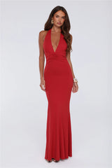 Chic Spark Halter Maxi Dress Red