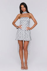 Twirl In Dots Polka Dot Mini Dress White