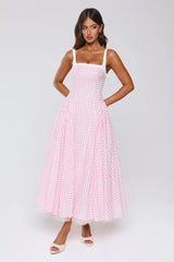 Vintage Vows Gingham Maxi Dress Blush