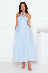 Fairytale Event Halter Maxi Dress Blue