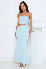 Babe Glow Strapless Maxi Dress Blue
