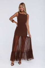 Sweet Gleam Maxi Dress Brown