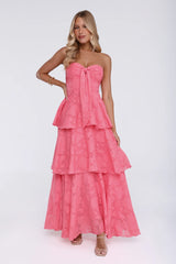 Unmatched Style Strapless Maxi Dress Coral
