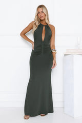 Go All Out Halter Maxi Dress Forest Green