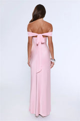 The Sophisticate Off Shoulder Maxi Dress Pink
