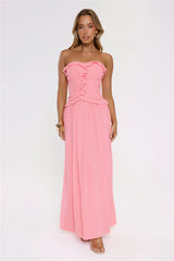 Hour Whispers Strapless Maxi Dress Pink