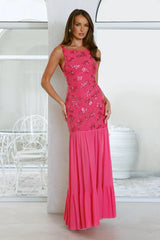 Champagne Secrets Embellished Maxi Dress Pink