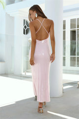 Disco Spark Sequin Maxi Dress Pink