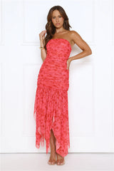 Disco Star Strapless Maxi Dress Red