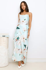 Satin Jasmine Maxi Dress Blue