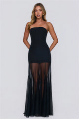 Dewkissed Bloom Strapless Maxi Dress Black