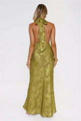Moodboard Energy Halter Maxi Dress Olive