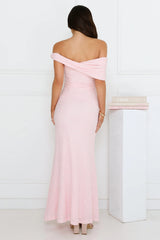 Slay the Night Off Shoulder Maxi Dress Pink