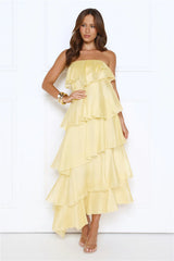 Private Affair Strapless Maxi Dress Yellow