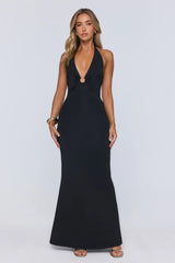 Hotter Now Halter Maxi Dress Black