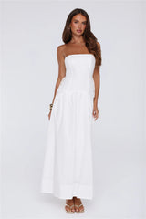 Just Feels Right Linen Blend Strapless Maxi Dress White