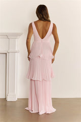 Sweet Romance Pleated Maxi Dress Pink