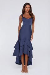 Formal Whimsy Satin Maxi Dress Navy