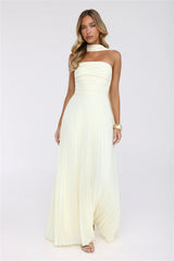 Sugar Babe Strapless Pleated Maxi Dress Yellow