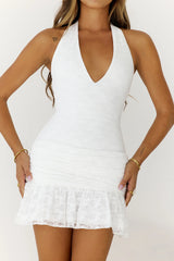 Darling Icon Lace Halter Mini Dress White