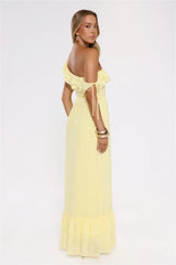 Diamond Horizon Off Shoulder Maxi Dress Lemon