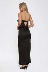 It’s Giving Everything Satin Strapless Maxi Dress Black