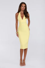 Not Your Girl Bandage Midi Dress Yellow