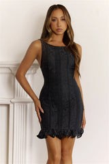 Effortless Bloom Lace Mini Dress Black