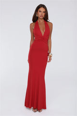 Chic Spark Halter Maxi Dress Red