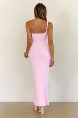 Hibiscus Aura Mesh One Shoulder Maxi Dress Pink