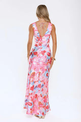 Hot Girl Hours Satin Maxi Dress Floral