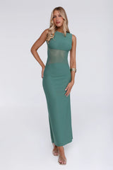 The New Standard Mesh Midi Dress Teal