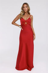 Twilight Luxe Hour Satin Maxi Dress Red