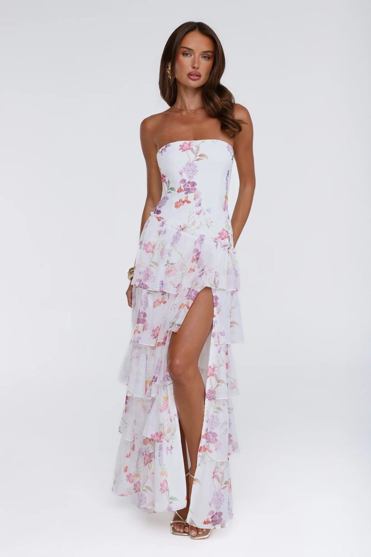Styled For Sunshine Strapless Maxi Dress White