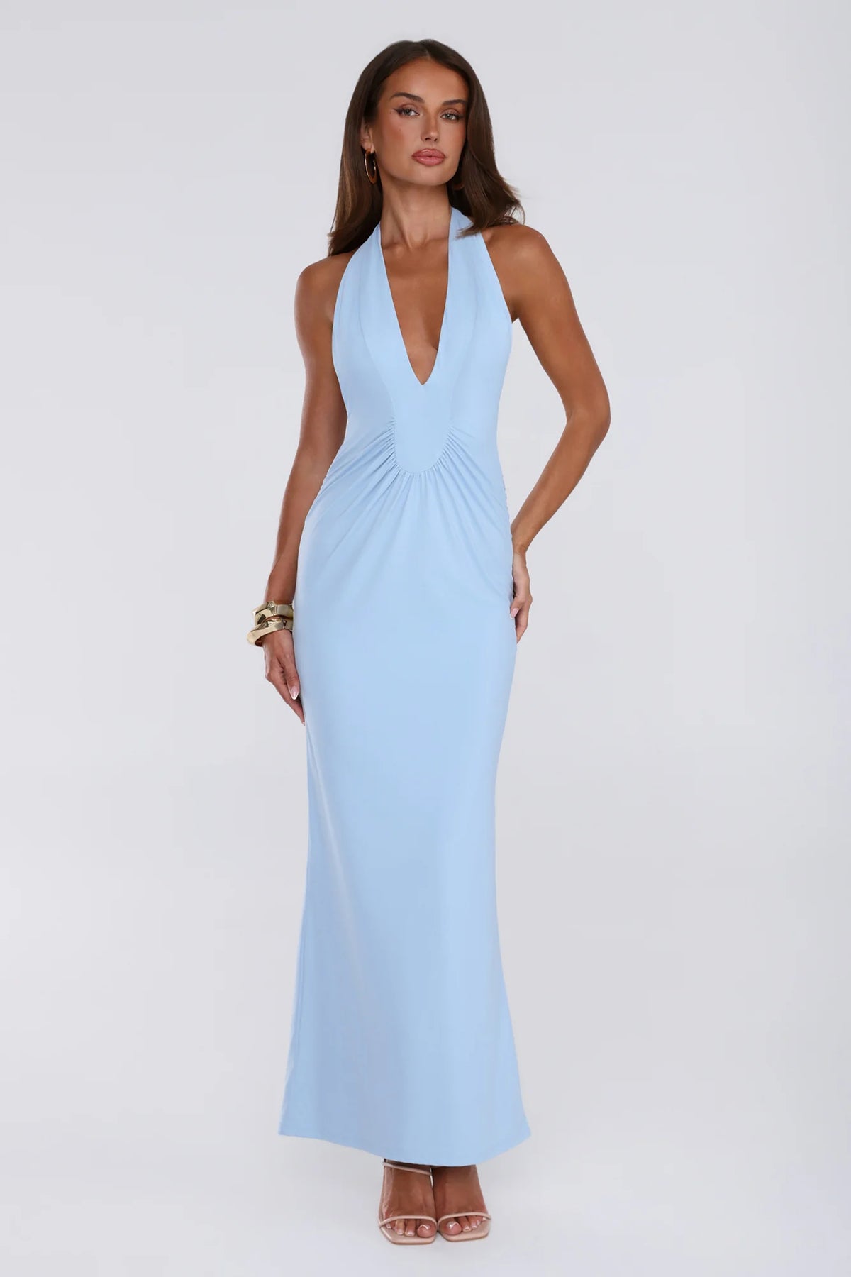 Love Drifted Halter Maxi Dress Blue